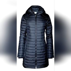 Winter Puffer Jacket Columbia Women's White Out Mid Omni Heat Long w/ Hood